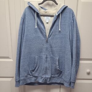 Old Navy Light Blue Sherpa Lined Full Zip Jacket With Hood XXL